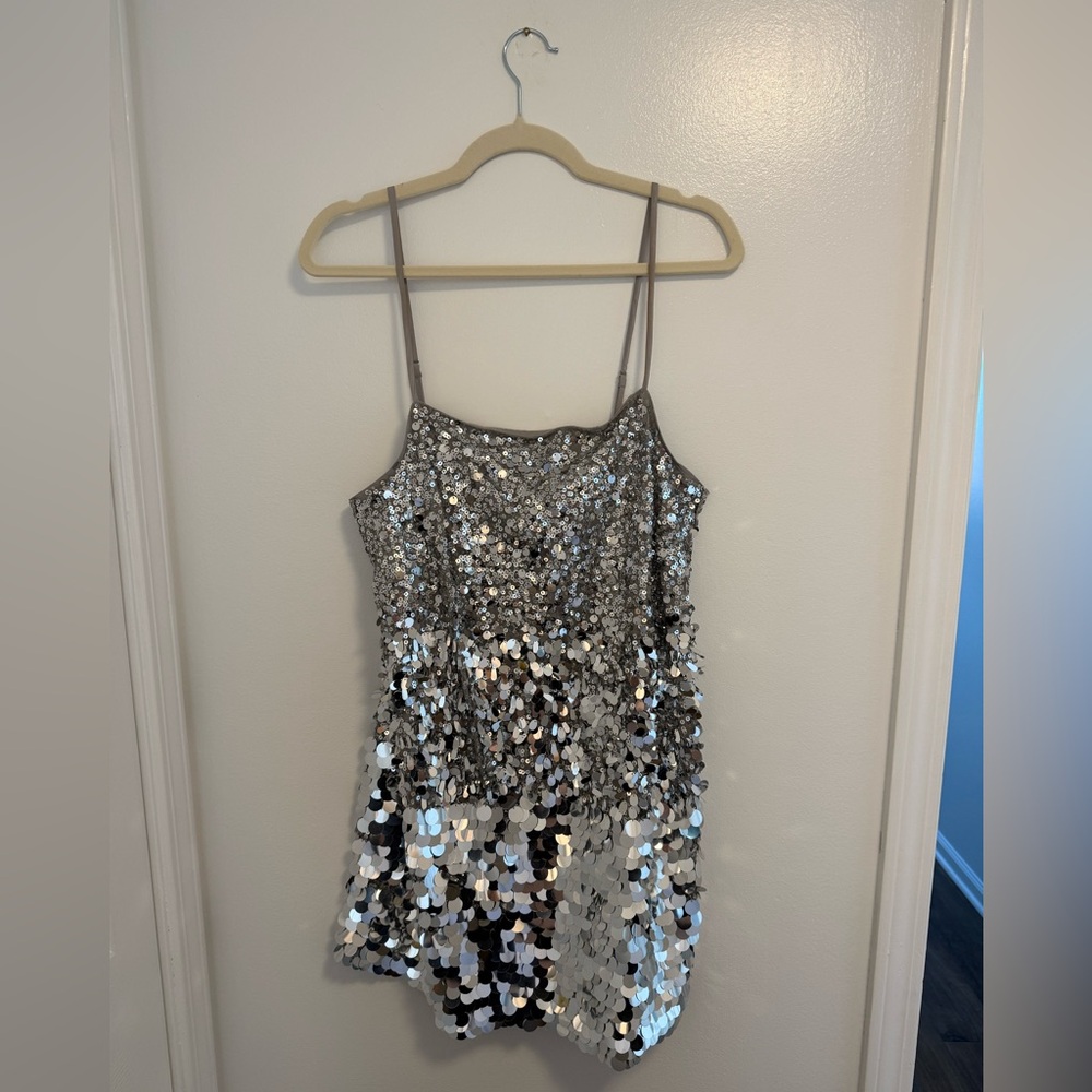 Jcrew Collection Silver Mixed Sequin Mini Dress Size Medium